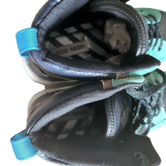 Steve Madden Green and Blue Suede and Leather Hightop Sneakers - Picture 6 of 6